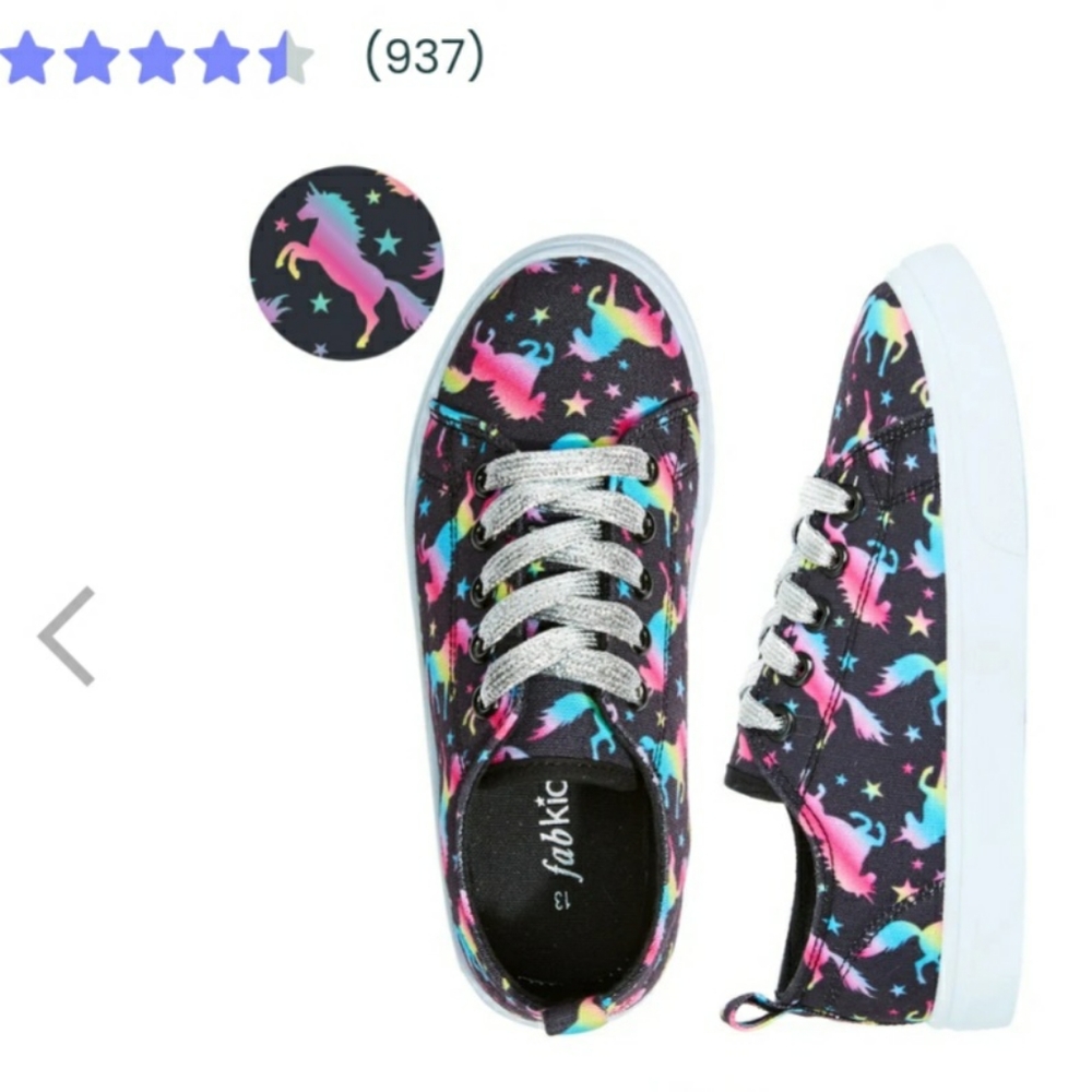 Brand New Rainbow Unicorn Sneakers sz 12 by FabKids Unisex Boys Girls